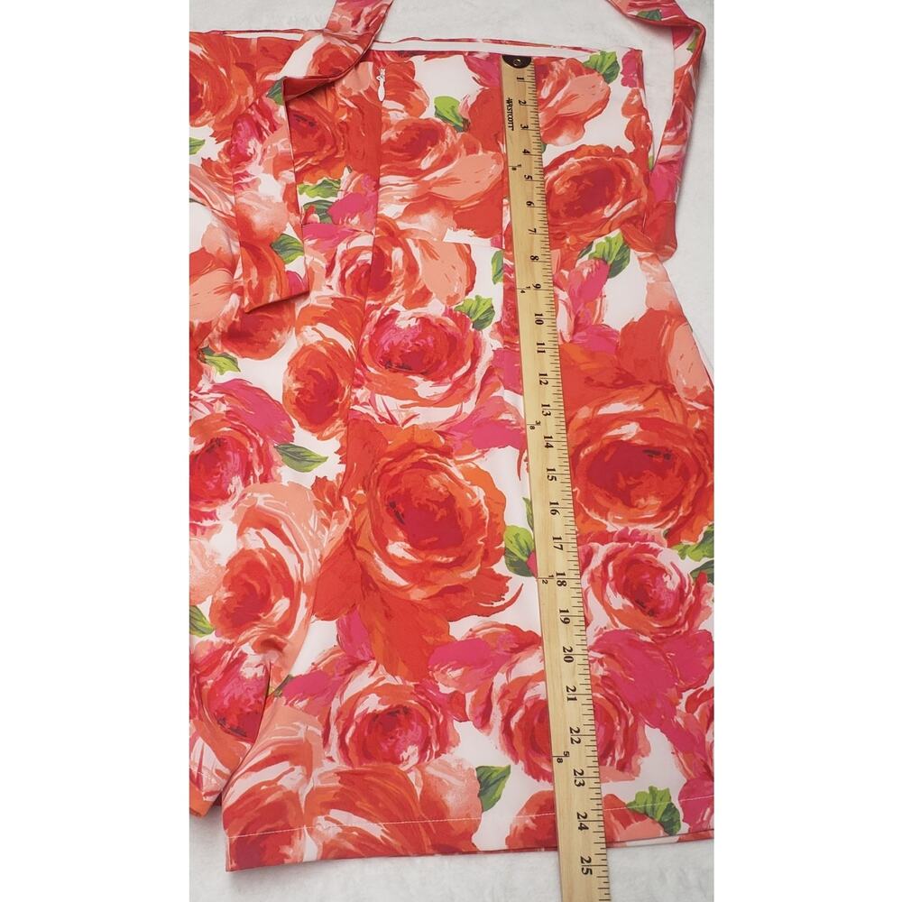 New York & Company Strapless Floral Romper L Rose Print Belted Pockets - Picture 12 of 14